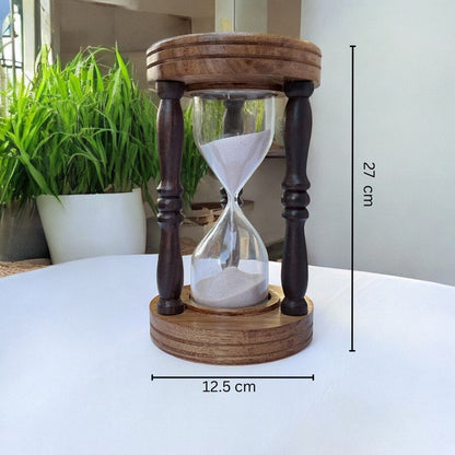 30-Minutes Antique Wooden Hourglass Sandclock by Brass Enclave™