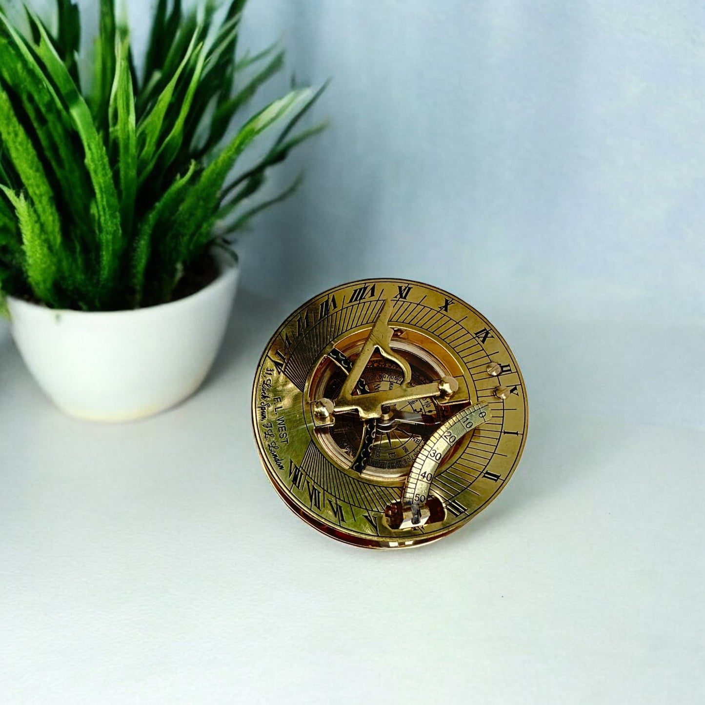 Solid Brass Vintage Sundial Compass