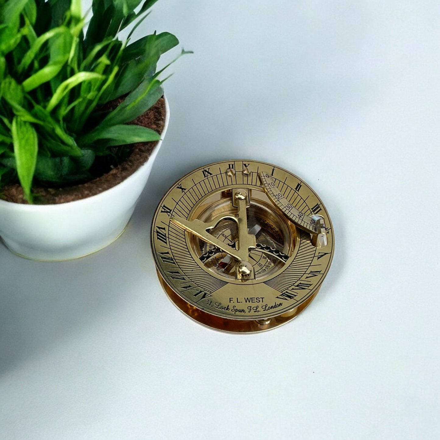 Solid Brass Vintage Sundial Compass