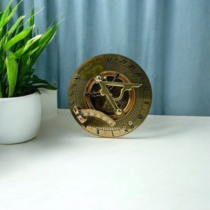 Solid Brass Vintage Sundial Compass