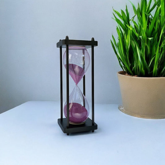 30-Minutes Handmade Wooden Sandclock with Pink Sand