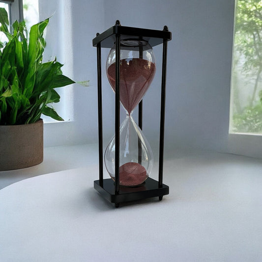 30-Minute Handmade Wooden Sandclock with Red Sand