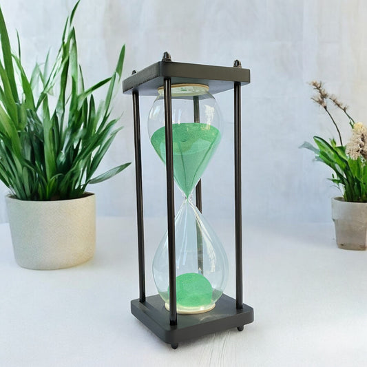 30-Minutes Handmade Wooden Sandclock with Green Sand