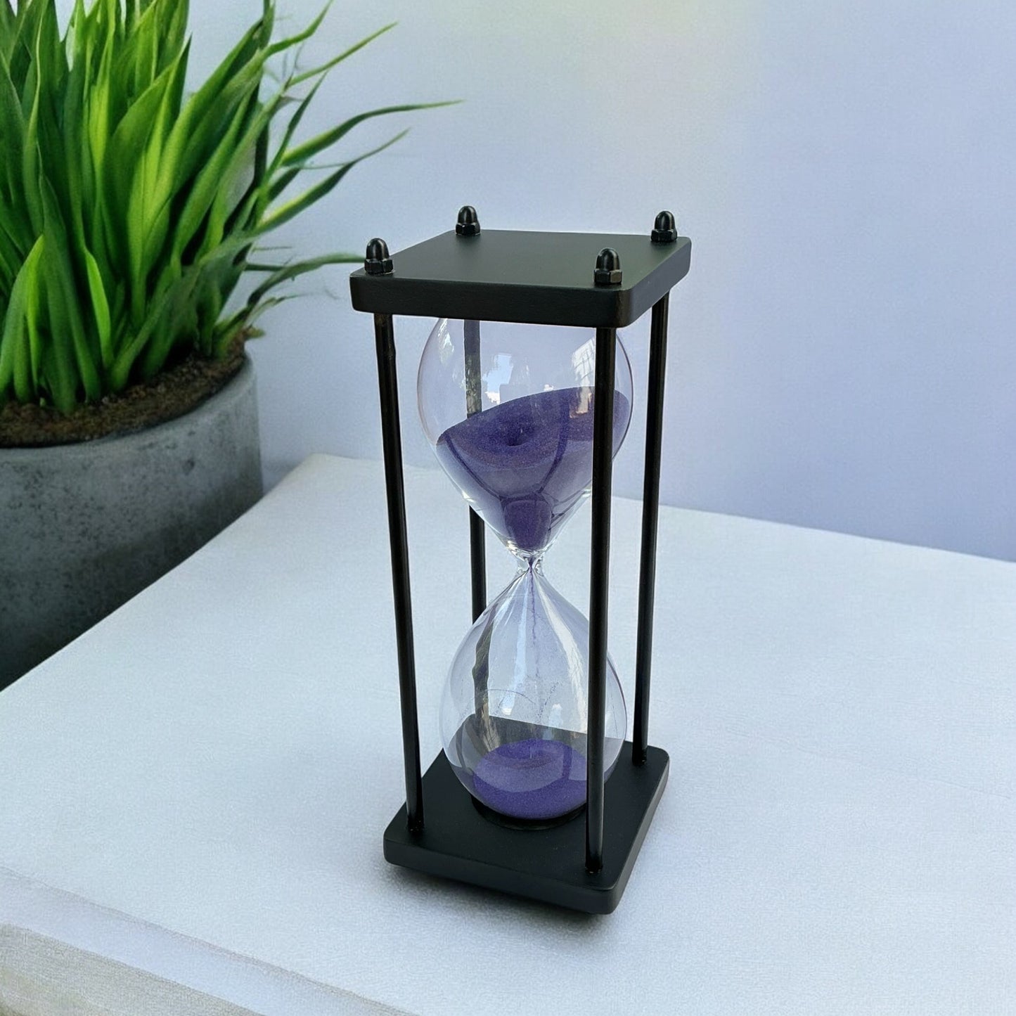 30-Minute Handmade Wooden Sandclock with Dark Blue Sand