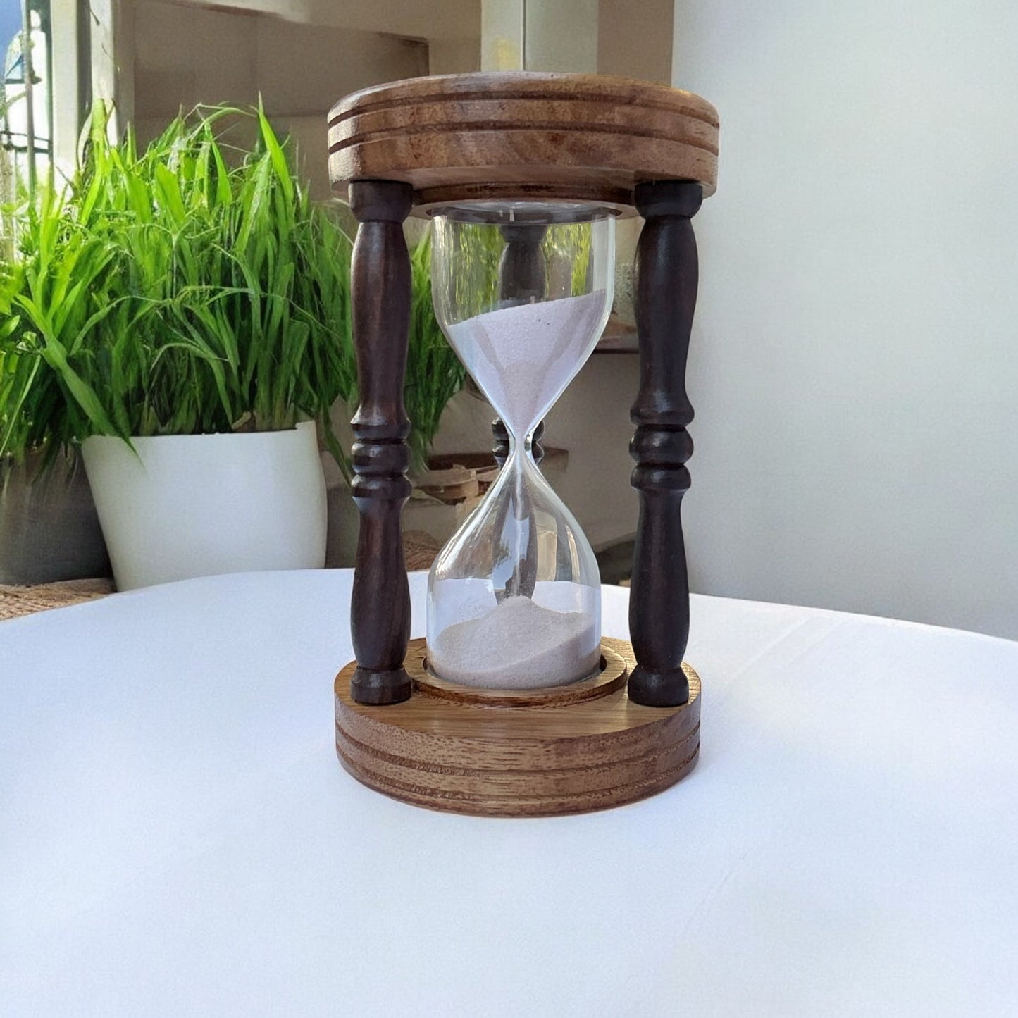 30-Minutes Antique Wooden Hourglass Sandclock by Brass Enclave™