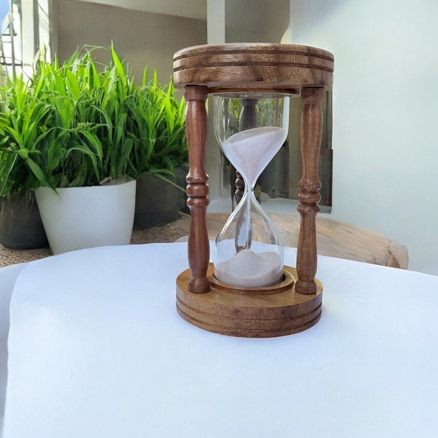 30-Minutes Antique Wooden Hourglass Sandclock by Brass Enclave™