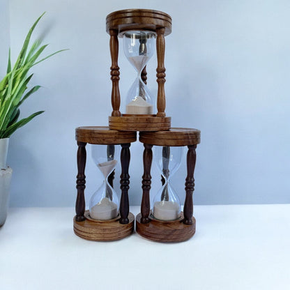 30-Minutes Antique Wooden Hourglass Sandclock by Brass Enclave™