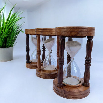 30-Minutes Antique Wooden Hourglass Sandclock by Brass Enclave™