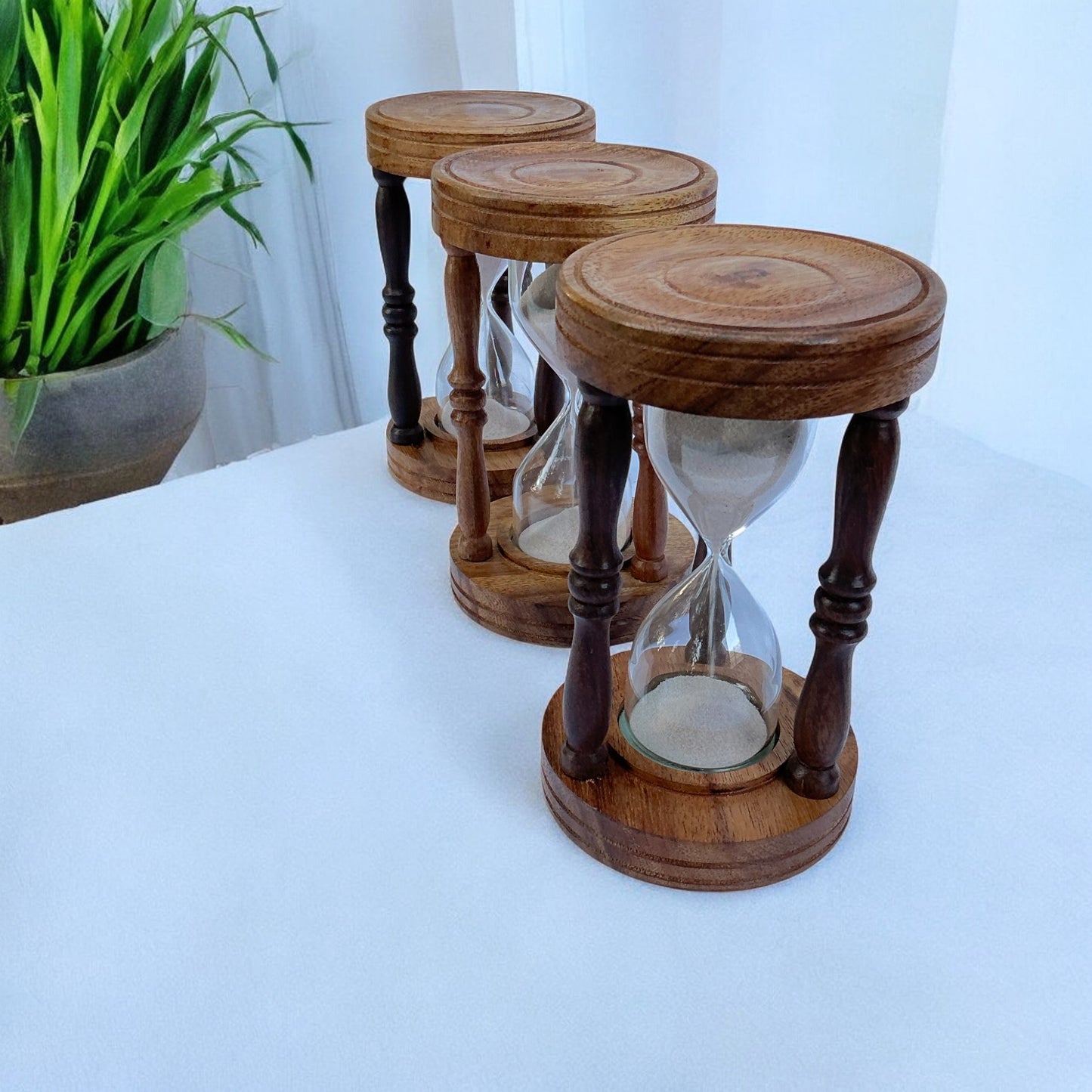 30-Minutes Antique Wooden Hourglass Sandclock by Brass Enclave™