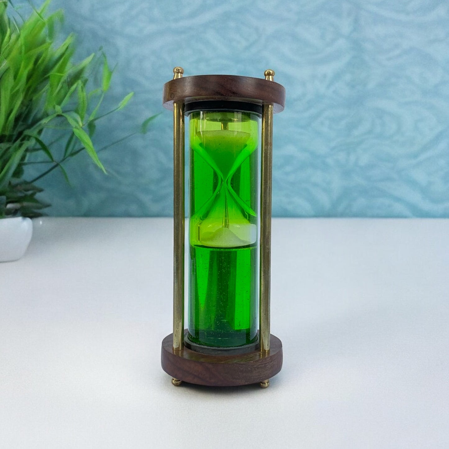 Vintage Green Liquid Sandclock by Brass Enclave™