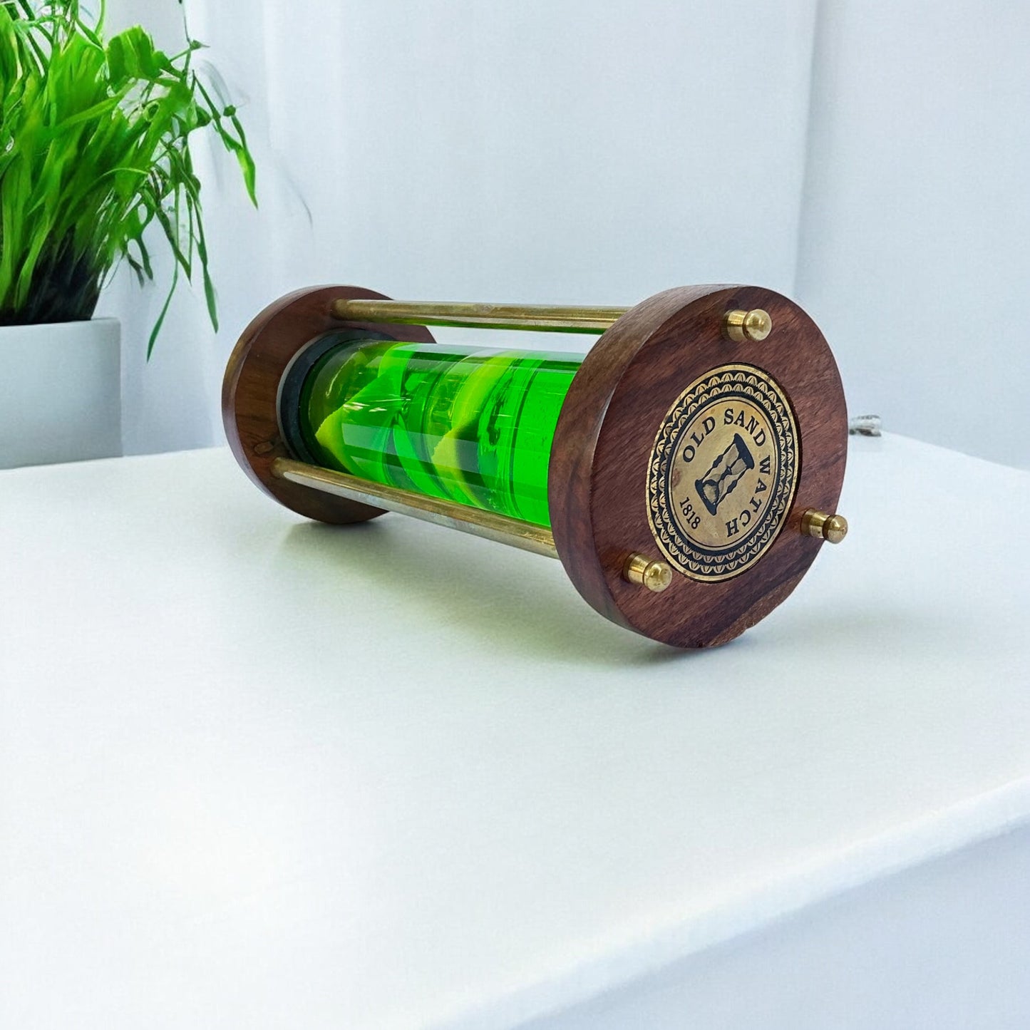 Vintage Green Liquid Sandclock by Brass Enclave™