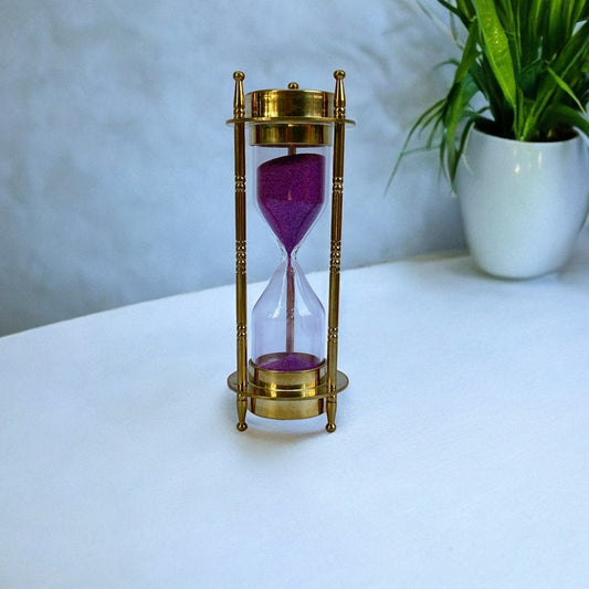 05-Minute Brass Sandclock with Dual Compass by Brass Enclave™