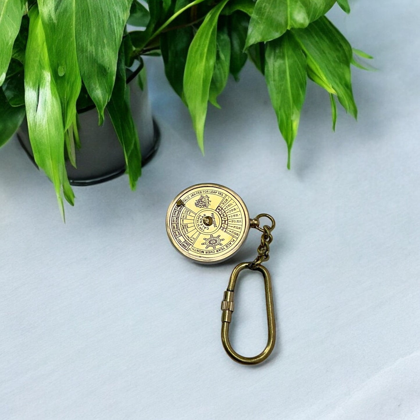 Antique Brass Made Vintage 100 Years Calendar Keychain