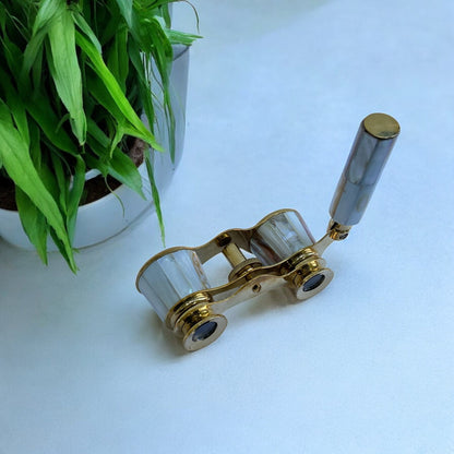 Brass Binoculars Mother of Pearl Binocular Nautical Telescope Spyglass with Handle