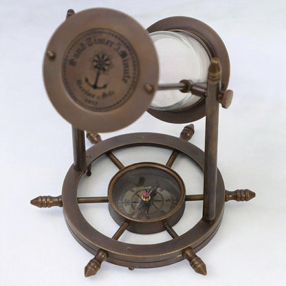 05 Minute Wheel Hourglass With Compass on Base by Brass Enclave™