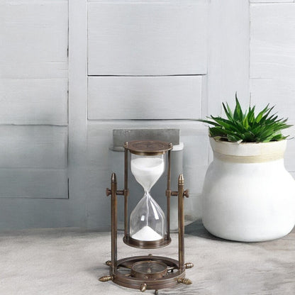 05 Minute Wheel Hourglass With Compass on Base by Brass Enclave™