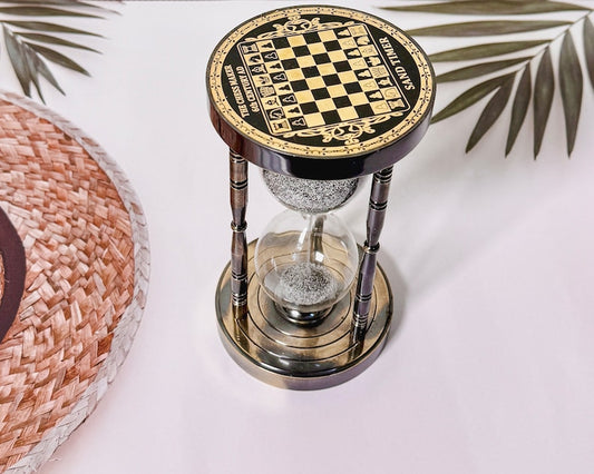 Sandtimerhub Presents: Customized Brass SandTimer, chess hourglass, Best for gifting.