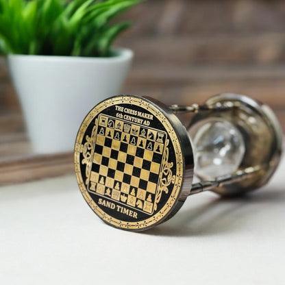 05-Minutes Brass Sandclock with Chessboard Design by Brass Enclave™