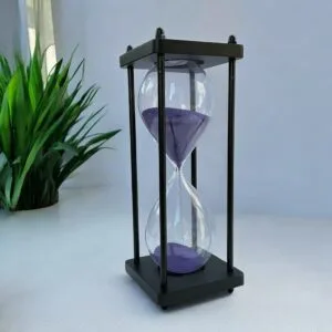 30-Minute Handmade Wooden Sandclock with Navy Blue Sand